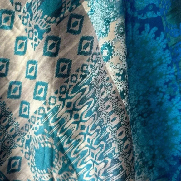 ADRIENNE VITTADINI | SILK SCARF INDIGO BLUE LARGE SQUARE - Picture 3 of 11